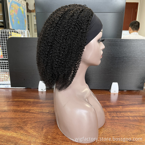 Headbang 10-30Inch human hair wigs in nigeria, cheap 100 human afro curly headband wig, 150% afro kinky human hair wig